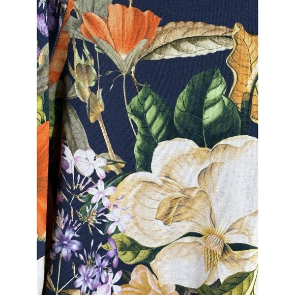 Chicos Black Fall Floral Cotton 3/4 Sleeve V-Neck Stretch Sz 1 Womens Medium - Picture 9 of 9